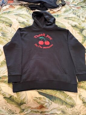 Black Hoodie with Red Cherry Graphic - Thank You For The Memories